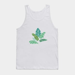 Contour Line Leaves in Mint Tank Top